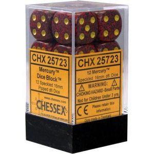 12 Speckled Mercury 16mm D6 Dice Block – CHX25723