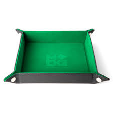 Metallic Dice Games Green Velvet Dice Tray with Leather Backing