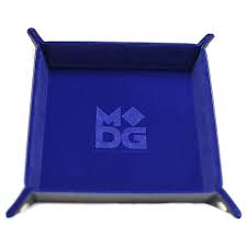 Metallic Dice Games Blue Velvet Dice Tray with Leather Backing