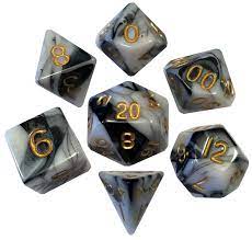 Marble w/ Gold Numbers 16mm Acrylic Poly Dice Set