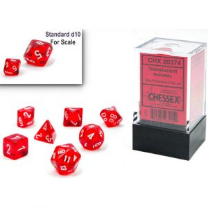 Mini : Translucent Red/White Mini-Polyhedral 7-dice set