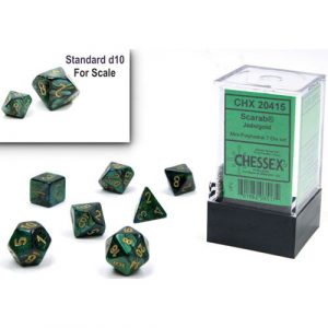 Mini : Jade/Gold Mini-Polyhedral 7-dice set