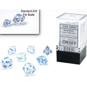 Mini : Borealis Icicle/light blue Mini-Polyhedral 7-dice set